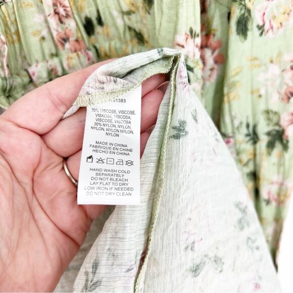 Anthropologie Current Air Floral Duster OS Green - Picture 6 of 7